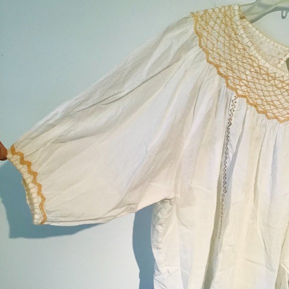 Solitaire Cotton White Boho Embroidered Puff Sleeve Blouse Tunic Top - Picture 5 of 12